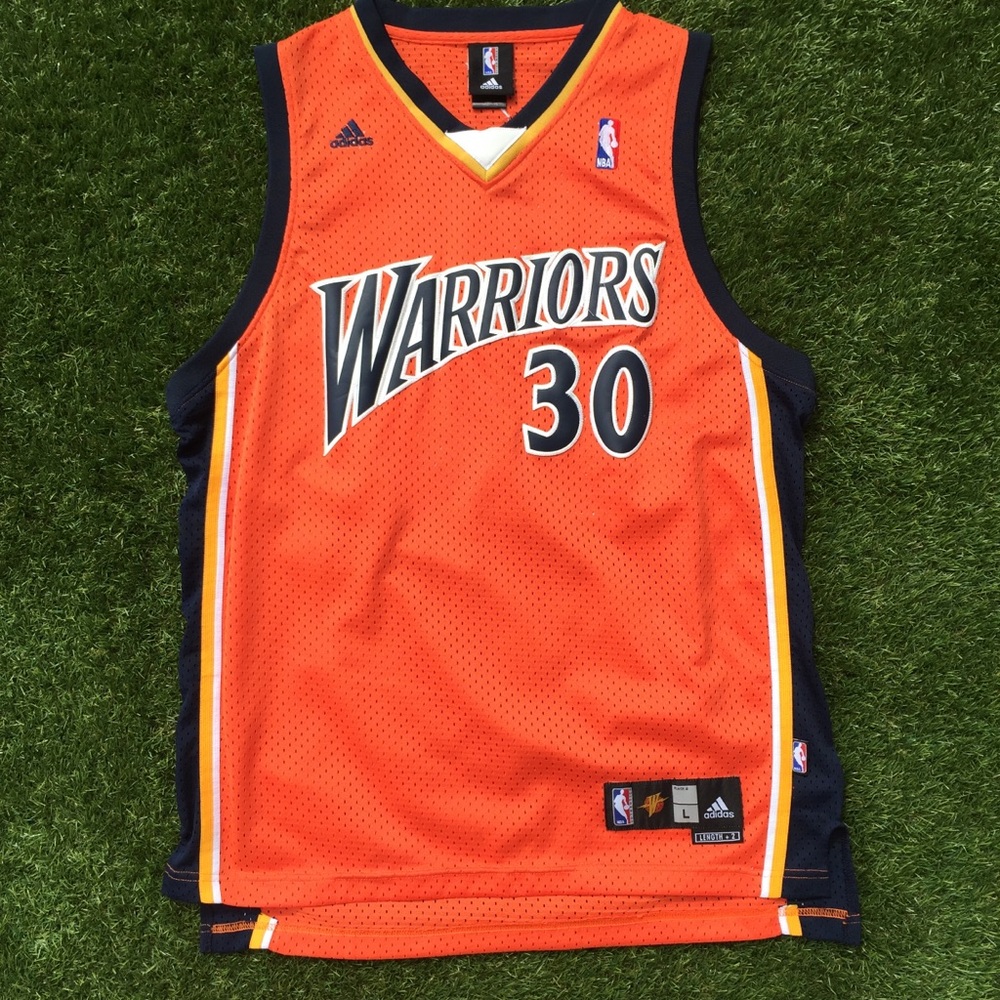 VTG Steph Curry GS Warriors Adidas Swingman Orange Jersey  L